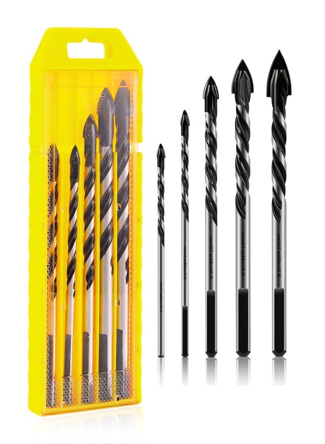Homdum Masonry Drill Bits 5 Size Tungsten Carbide Drill Bit Set Multi-Material Drill Bits for Porcelain Ceramic Tile Concrete Brick Wall Glass Mirrors Plastic Masonry and Wood (5mm to 12mm) - Image 1
